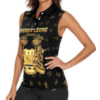 Personalized Sierra Leone Vai Syllabary Heritage Women Sleeveless Polo Shirt National Emblem Golden Style - Wonder Print Shop