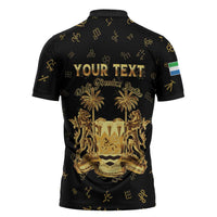 Personalized Sierra Leone Vai Syllabary Heritage Zipper Polo Shirt National Emblem Golden Style - Wonder Print Shop