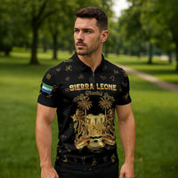 Personalized Sierra Leone Vai Syllabary Heritage Zipper Polo Shirt National Emblem Golden Style - Wonder Print Shop