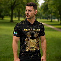Personalized Sierra Leone Vai Syllabary Heritage Zipper Polo Shirt National Emblem Golden Style - Wonder Print Shop