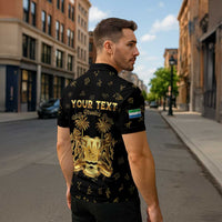 Personalized Sierra Leone Vai Syllabary Heritage Zipper Polo Shirt National Emblem Golden Style - Wonder Print Shop