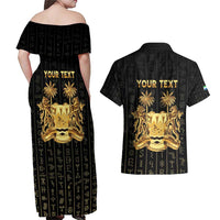 Personalized Sierra Leone Vai Syllabary Vertical Pattern Couples Matching Off Shoulder Maxi Dress and Hawaiian Shirt - Wonder Print Shop
