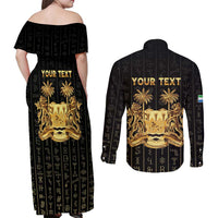 Personalized Sierra Leone Vai Syllabary Vertical Pattern Couples Matching Off Shoulder Maxi Dress and Long Sleeve Button Shirt - Wonder Print Shop