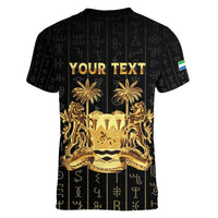 Personalized Sierra Leone Vai Syllabary Vertical Pattern Women V-Neck T-Shirt - Wonder Print Shop