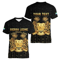 Personalized Sierra Leone Vai Syllabary Vertical Pattern Women V-Neck T-Shirt - Wonder Print Shop