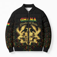 Personalized Ghana Kente Pattern Bomber Puffer Jacket The Heart of Gold of Africa - Wonder Print Shop