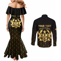 Personalized Ghana Kente Pattern Couples Matching Mermaid Dress and Long Sleeve Button Shirt The Heart of Gold of Africa - Wonder Print Shop