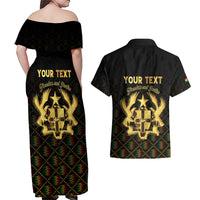 Personalized Ghana Kente Pattern Couples Matching Off Shoulder Maxi Dress and Hawaiian Shirt The Heart of Gold of Africa - Wonder Print Shop