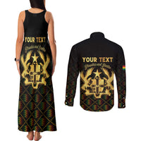 Personalized Ghana Kente Pattern Couples Matching Tank Maxi Dress and Long Sleeve Button Shirt The Heart of Gold of Africa - Wonder Print Shop