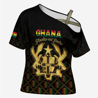 Personalized Ghana Kente Pattern Cross Shoulder Shirt The Heart of Gold of Africa - Wonder Print Shop