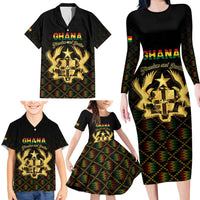 Personalized Ghana Kente Pattern Family Matching Long Sleeve Bodycon Dress and Hawaiian Shirt The Heart of Gold of Africa - Wonder Print Shop