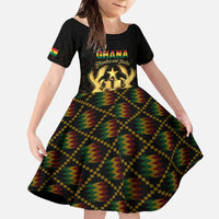 Personalized Ghana Kente Pattern Family Matching Off The Shoulder Long Sleeve Dress and Hawaiian Shirt The Heart of Gold of Africa - Wonder Print Shop