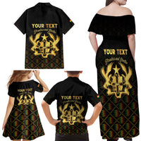 Personalized Ghana Kente Pattern Family Matching Off Shoulder Maxi Dress and Hawaiian Shirt The Heart of Gold of Africa - Wonder Print Shop