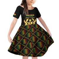 Personalized Ghana Kente Pattern Family Matching Off Shoulder Short Dress and Hawaiian Shirt The Heart of Gold of Africa - Wonder Print Shop