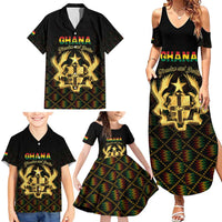 Personalized Ghana Kente Pattern Family Matching Summer Maxi Dress and Hawaiian Shirt The Heart of Gold of Africa - Wonder Print Shop