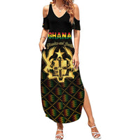 Personalized Ghana Kente Pattern Family Matching Summer Maxi Dress and Hawaiian Shirt The Heart of Gold of Africa - Wonder Print Shop