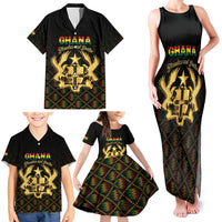 Personalized Ghana Kente Pattern Family Matching Tank Maxi Dress and Hawaiian Shirt The Heart of Gold of Africa - Wonder Print Shop