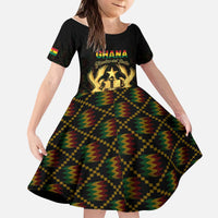 Personalized Ghana Kente Pattern Kid Short Sleeve Dress The Heart of Gold of Africa - Wonder Print Shop