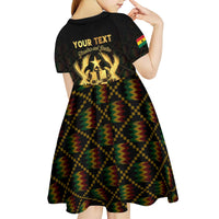 Personalized Ghana Kente Pattern Kid Short Sleeve Dress The Heart of Gold of Africa - Wonder Print Shop