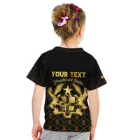 Personalized Ghana Kente Pattern Kid T Shirt The Heart of Gold of Africa - Wonder Print Shop