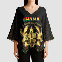 Personalized Ghana Kente Pattern Kimono Sleeve Blouse The Heart of Gold of Africa - Wonder Print Shop