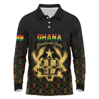 Personalized Ghana Kente Pattern Long Sleeve Polo Shirt The Heart of Gold of Africa - Wonder Print Shop
