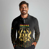Personalized Ghana Kente Pattern Long Sleeve Polo Shirt The Heart of Gold of Africa - Wonder Print Shop