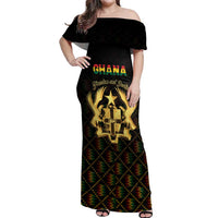 Personalized Ghana Kente Pattern Off Shoulder Maxi Dress The Heart of Gold of Africa - Wonder Print Shop