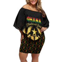 Personalized Ghana Kente Pattern Off Shoulder Short Dress The Heart of Gold of Africa - Wonder Print Shop