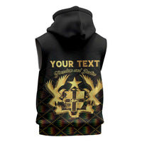 Personalized Ghana Kente Pattern Sleeveless Hoodie The Heart of Gold of Africa - Wonder Print Shop