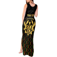 Personalized Ghana Kente Pattern Tank Maxi Dress The Heart of Gold of Africa - Wonder Print Shop