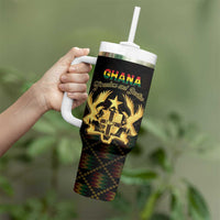 Personalized Ghana Kente Pattern Tumbler With Handle The Heart of Gold of Africa - Wonder Print Shop
