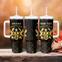 Personalized Ghana Kente Pattern Tumbler With Handle The Heart of Gold of Africa - Wonder Print Shop