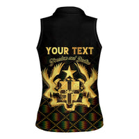 Personalized Ghana Kente Pattern Women Sleeveless Polo Shirt The Heart of Gold of Africa - Wonder Print Shop