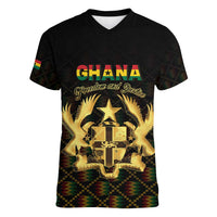 Personalized Ghana Kente Pattern Women V-Neck T-Shirt The Heart of Gold of Africa - Wonder Print Shop