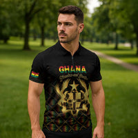 Personalized Ghana Kente Pattern Zipper Polo Shirt The Heart of Gold of Africa - Wonder Print Shop