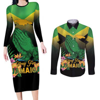 Personalized Pray For Jamaica Couples Matching Long Sleeve Bodycon Dress and Long Sleeve Button Shirt Jamaica Strong - Wonder Print Shop