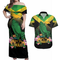 Personalized Pray For Jamaica Couples Matching Off Shoulder Maxi Dress and Hawaiian Shirt Jamaica Strong - Wonder Print Shop