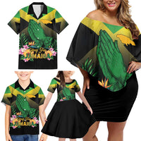 Personalized Pray For Jamaica Family Matching Off Shoulder Short Dress and Hawaiian Shirt Jamaica Strong - Wonder Print Shop