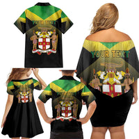 Personalized Pray For Jamaica Family Matching Off Shoulder Short Dress and Hawaiian Shirt Jamaica Strong - Wonder Print Shop