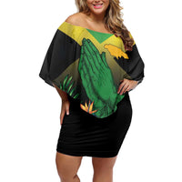 Personalized Pray For Jamaica Family Matching Off Shoulder Short Dress and Hawaiian Shirt Jamaica Strong - Wonder Print Shop