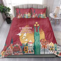 Latvia Independence Day Bedding Set Latvija with Freedom Monument