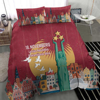 Latvia Independence Day Bedding Set Latvija with Freedom Monument