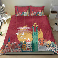 Latvia Independence Day Bedding Set Latvija with Freedom Monument