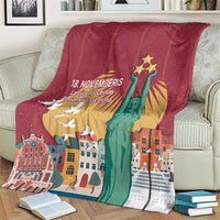Latvia Independence Day Blanket Latvija with Freedom Monument