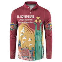 Latvia Independence Day Button Sweatshirt Latvija with Freedom Monument