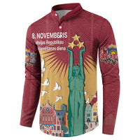 Latvia Independence Day Button Sweatshirt Latvija with Freedom Monument