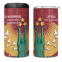 Latvia Independence Day 4 in 1 Can Cooler Tumbler Latvija with Freedom Monument