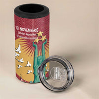 Latvia Independence Day 4 in 1 Can Cooler Tumbler Latvija with Freedom Monument