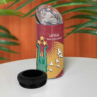 Latvia Independence Day 4 in 1 Can Cooler Tumbler Latvija with Freedom Monument